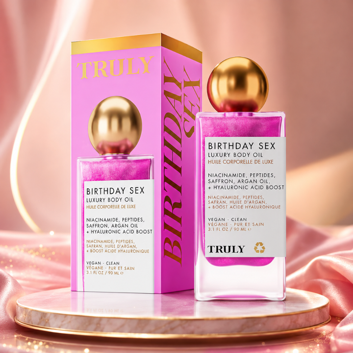 Truly Birthday Sex Luxury Shimmer Body Oil Peptides &amp; Hyaluronic Acid 3.1 fl oz