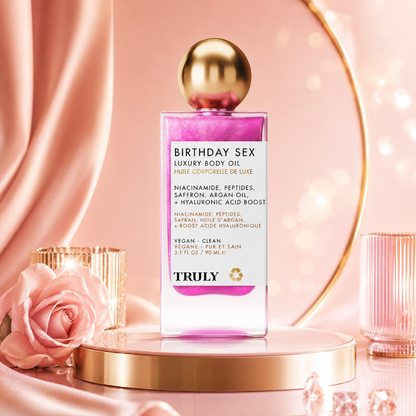 Truly Birthday Sex Luxury Shimmer Body Oil Peptides & Hyaluronic Acid 3.1 fl oz