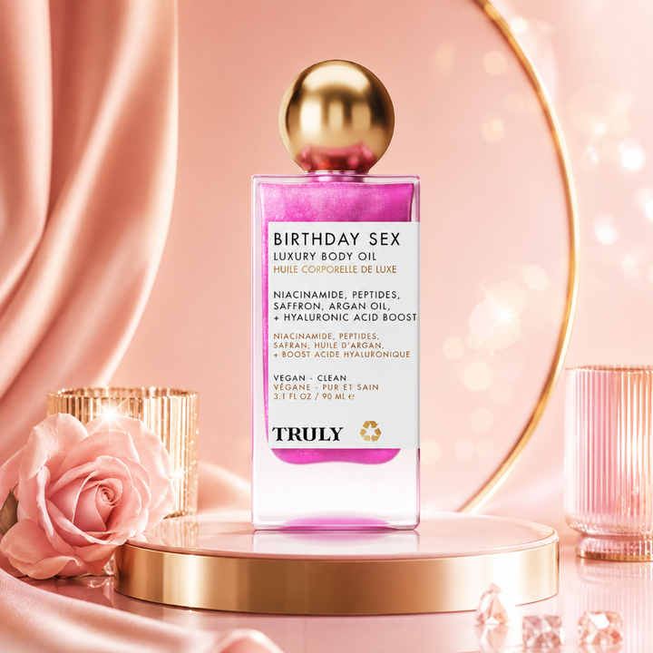 Truly Birthday Sex Luxury Shimmer Body Oil Peptides &amp; Hyaluronic Acid 3.1 fl oz