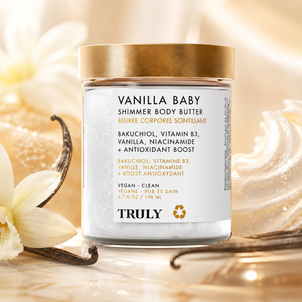 Truly Vanilla Baby Shimmer Body Butter Bakuchiol Niacinamide 6.7 oz Moisturizer