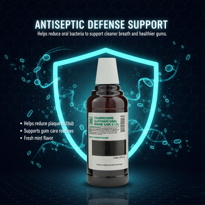 Xttrium Labs Dental 0.12% CHG Oral Rinse Mint Flavor Mouthwash 16oz Bottle – Chlorhexidine Gluconate Defense