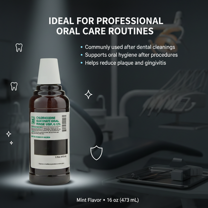 Xttrium Labs Dental 0.12% CHG Oral Rinse Mint Flavor Mouthwash 16oz Bottle – Chlorhexidine Gluconate Ideal