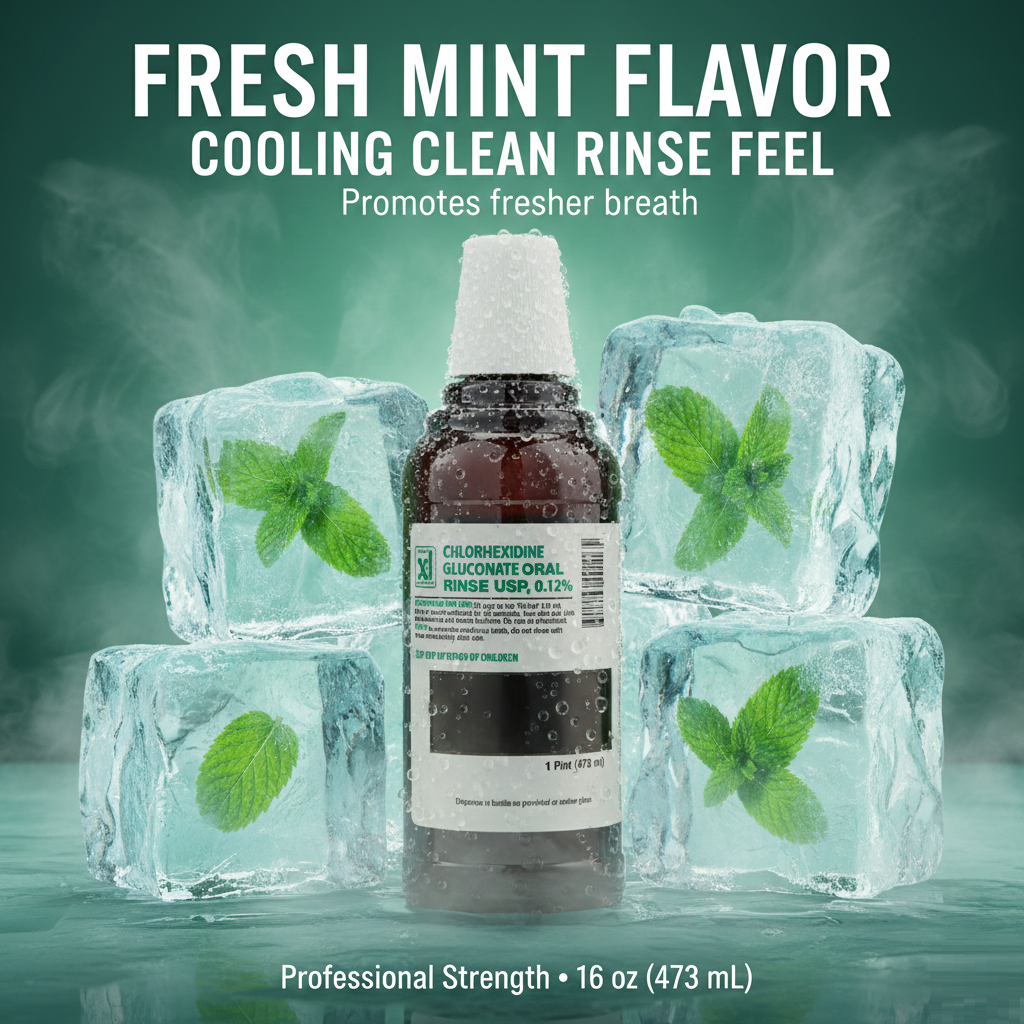 Xttrium Labs Dental 0.12% CHG Oral Rinse Mint Flavor Mouthwash 16oz Bottle – Chlorhexidine Gluconate Mint