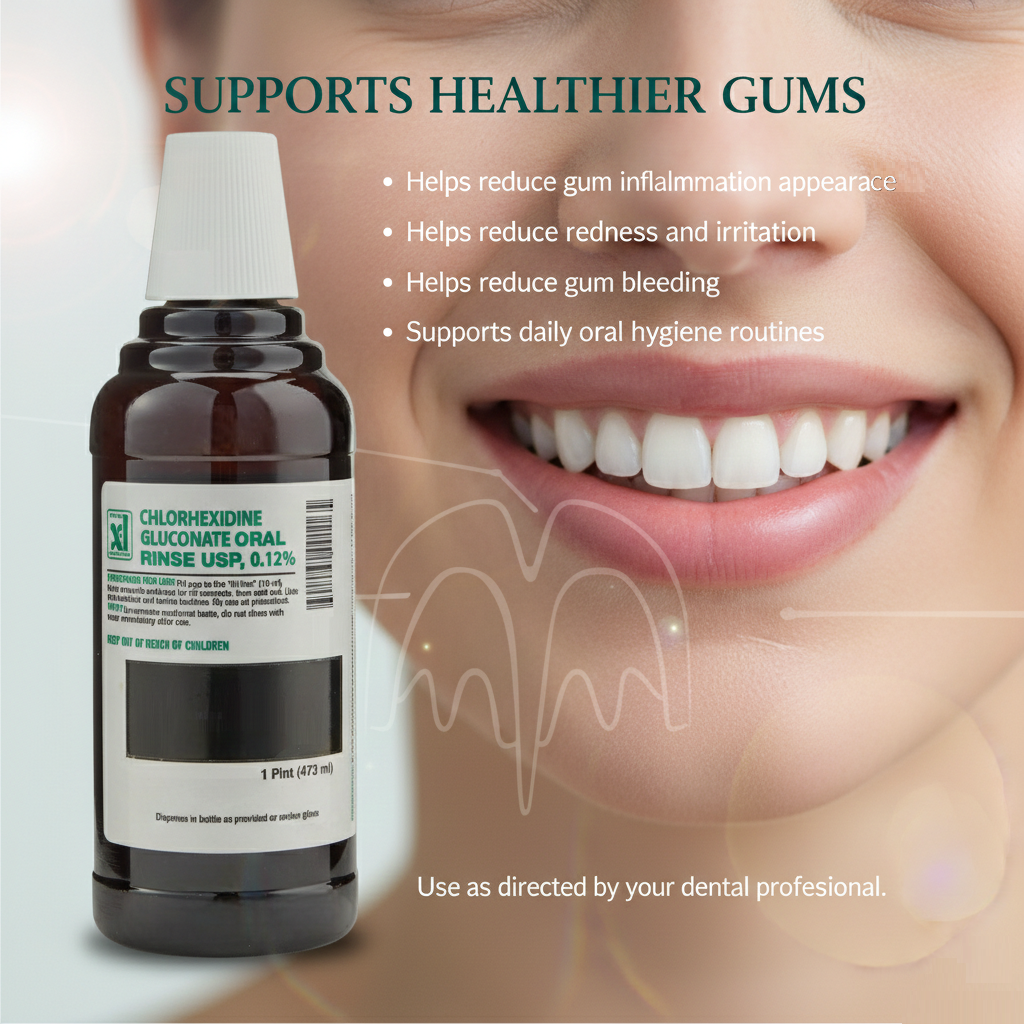 Xttrium Labs Dental 0.12% CHG Oral Rinse Mint Flavor Mouthwash 16oz Bottle – Chlorhexidine Gluconate Supports