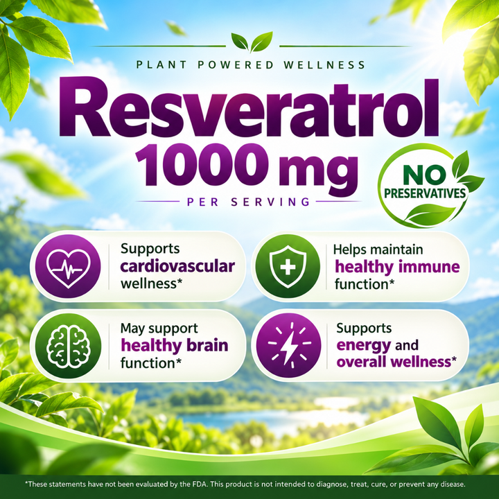 aSquared Nutrition Resveratrol Ultra Strength 1000mg – 180 Capsules – 90 Day Supply