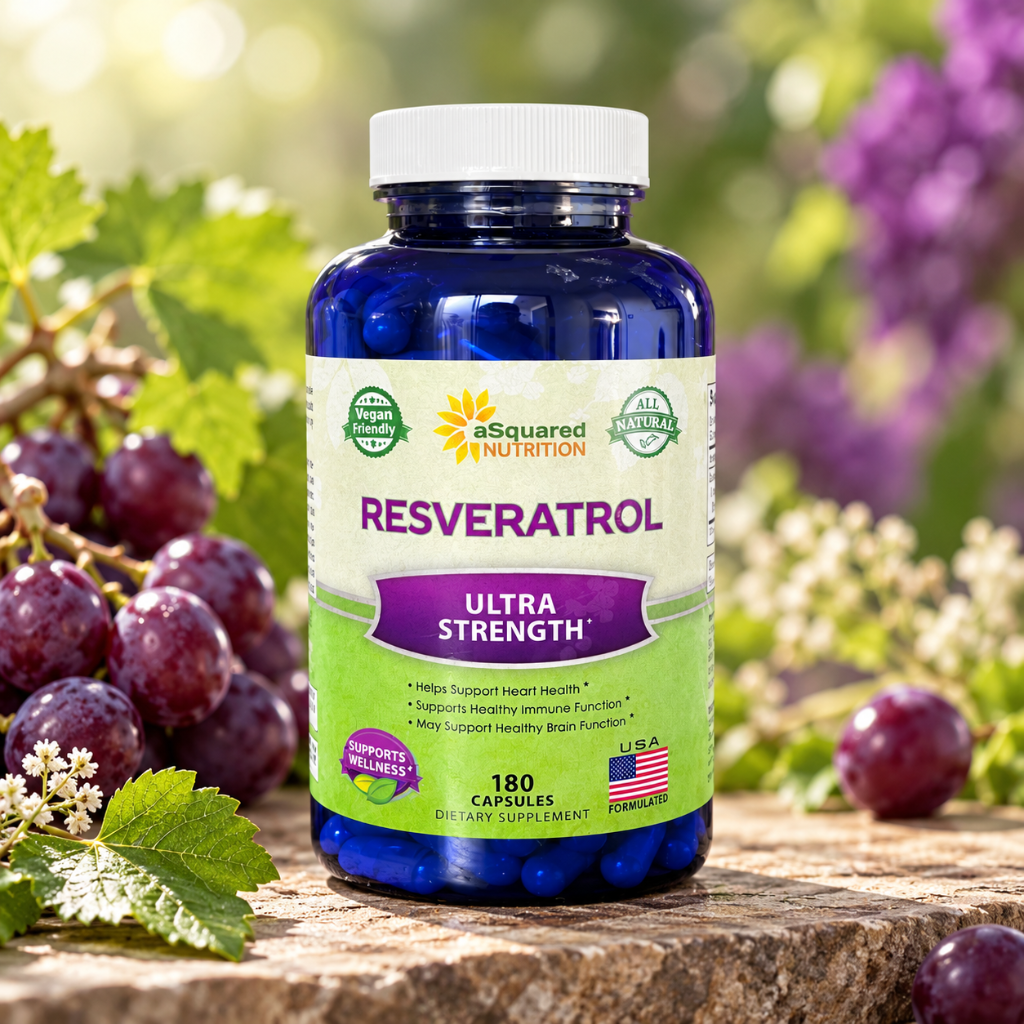 aSquared Nutrition Resveratrol Ultra Strength 1000mg – 180 Capsules – 90 Day Supply